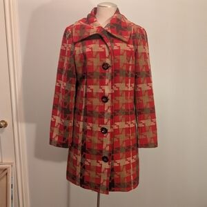 Houndstooth Red Pea Coat